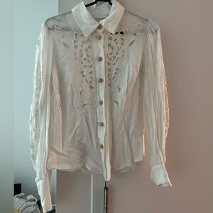 Zimmermann White Lace Button Down Shirt size 1